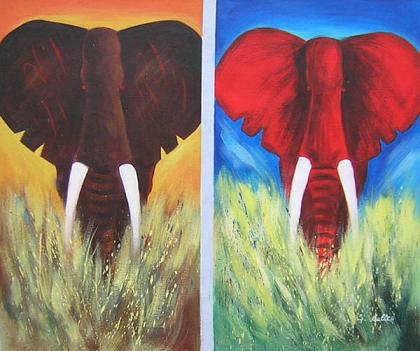 Dafen Oil Painting on canvas elephant-set225